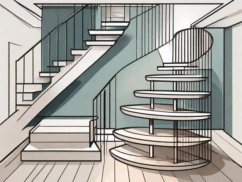 Various types of stairs such as spiral
